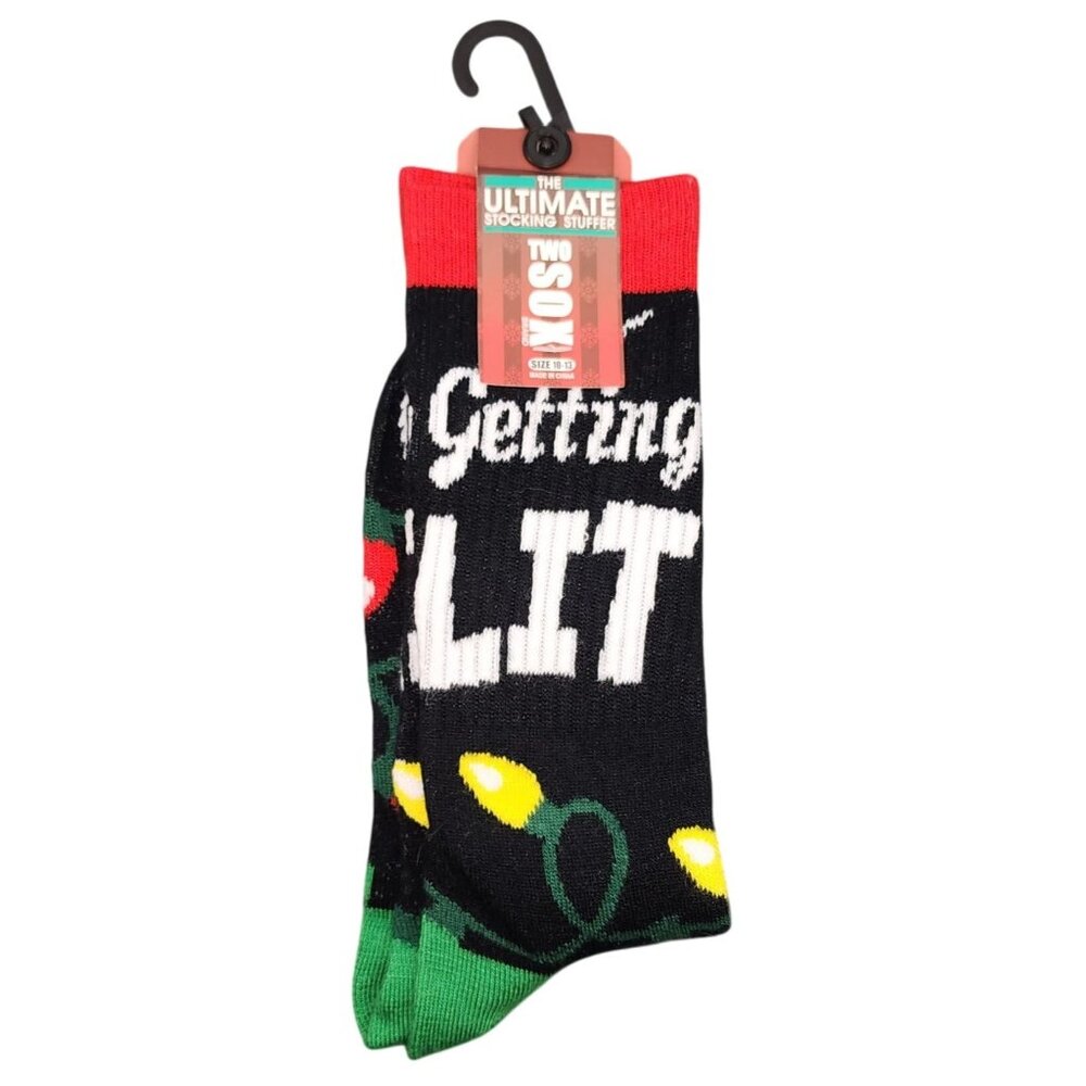 NWT Two Sox Brand Socks Getting Lit Christmas Lights Holiday Unisex 10-13 Size